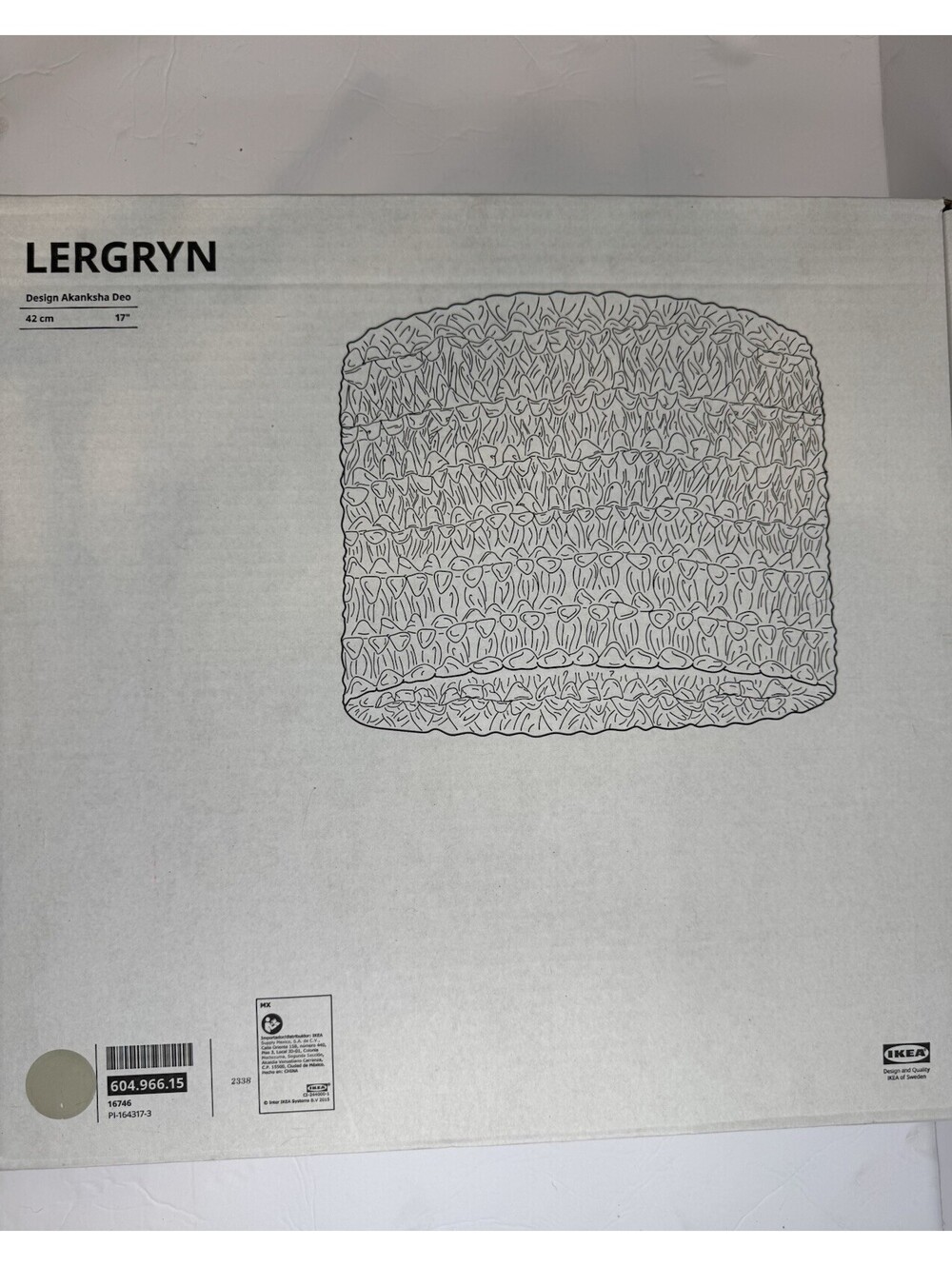 IKEA Lergryn Pendant Lamp Shade 17" Off-White Textured Ruffle Akanksha Deo New